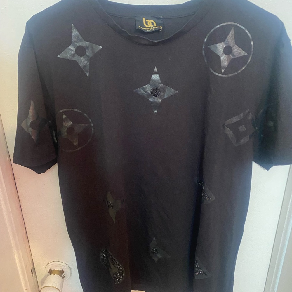 Avenue Black Patterned Men's Short Sleeve Tee